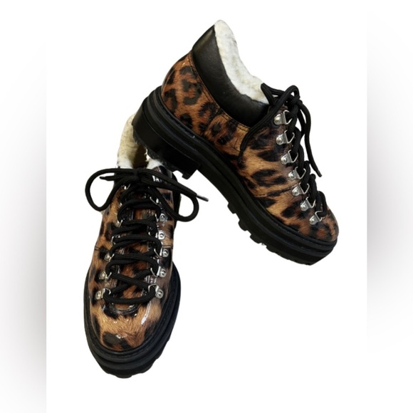 Schutz Women Lucille Faux Shearling Lined Loafer Leopard Print Size 6 - Picture 2 of 6